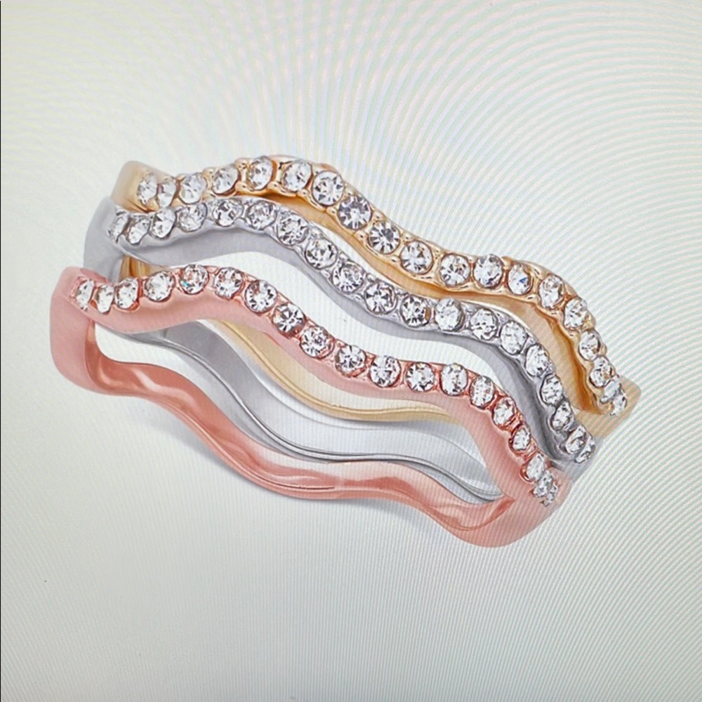 Gold and Silver Stacking Rings with Sparkling Stones